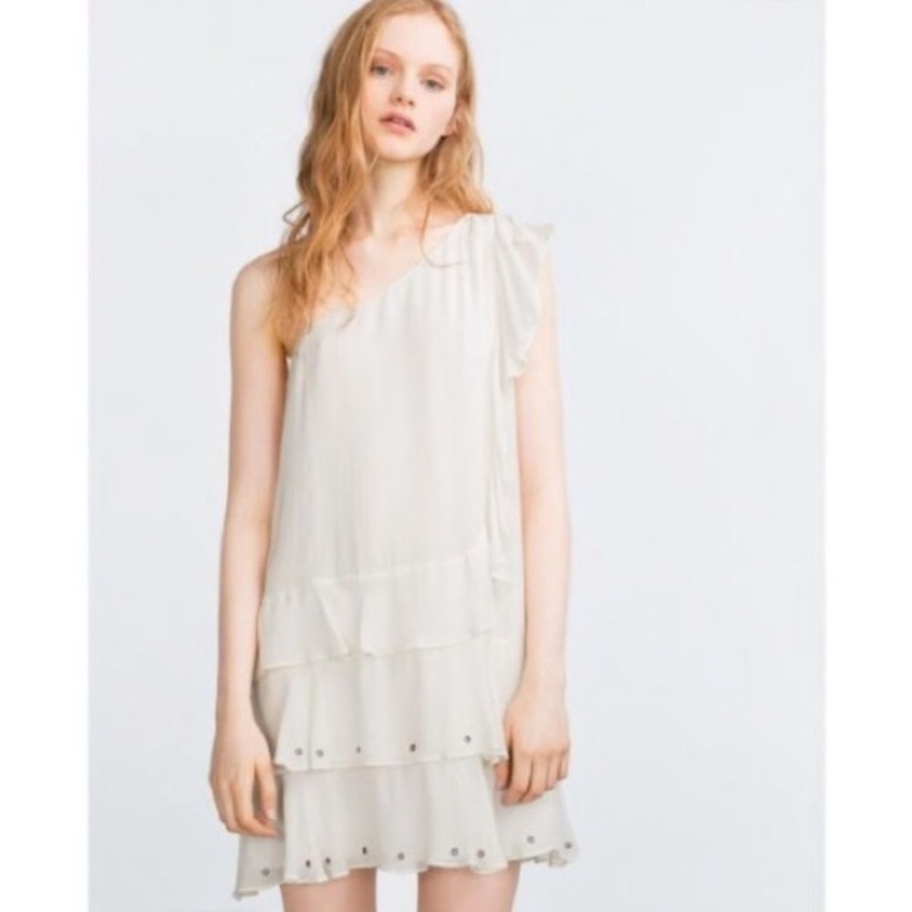Zara New with Tags white mini grill dress
